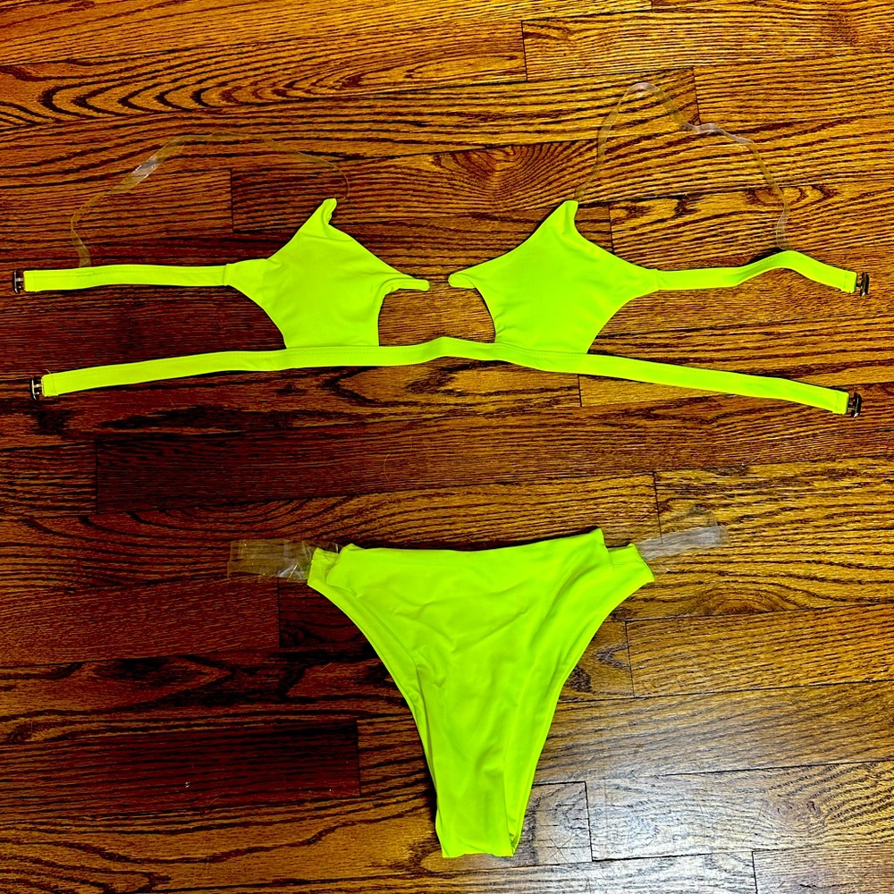 SHEIN neon yellow bikini
